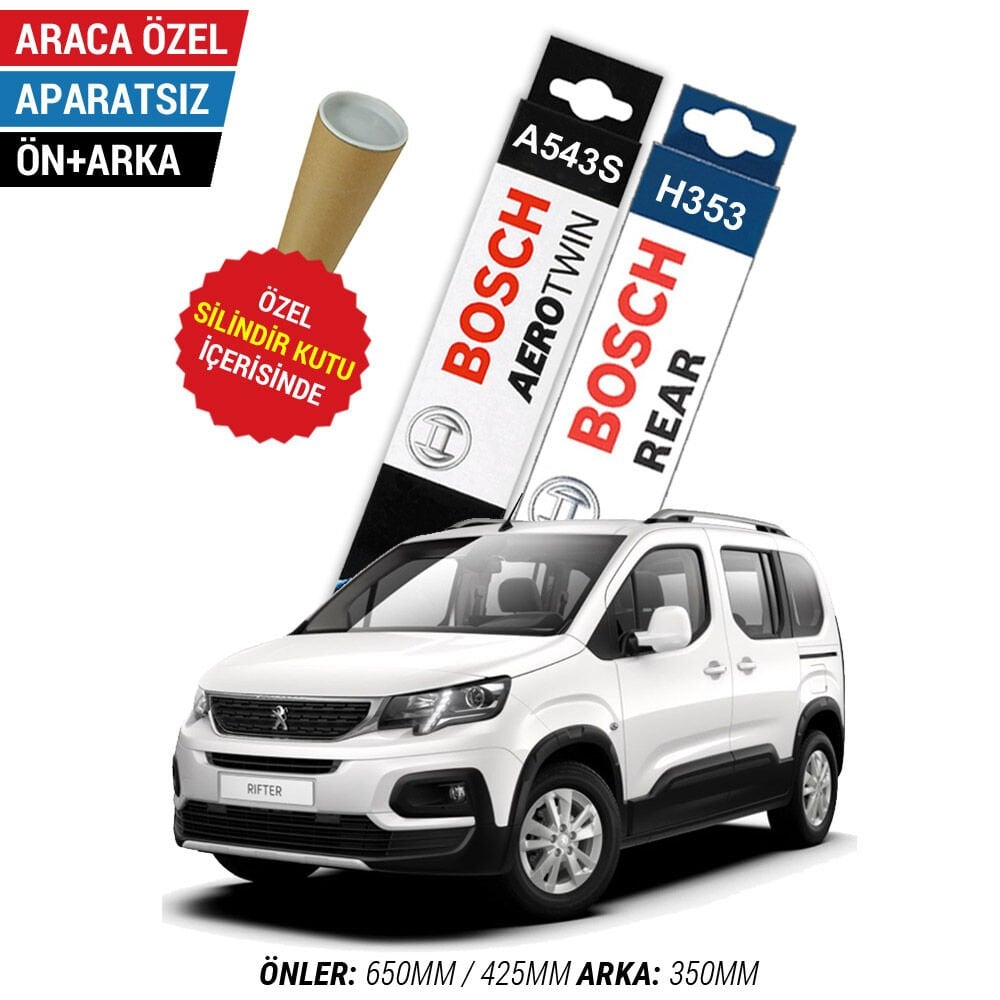 Peugeot Rifter Ön Arka Silecek (2019-2025) Bosch Aerotwin
