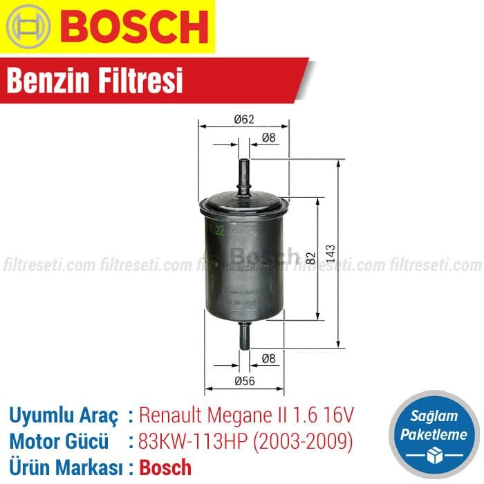 Renault Megane 2 1.6 16V Bosch Benzin Filtresi (2003-2009)
