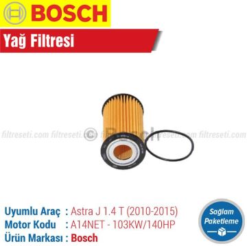 Opel Astra J 1.4 Turbo Bosch Filtre Bakım Seti (2010-2015) Hava-Yağ-Standart Polen