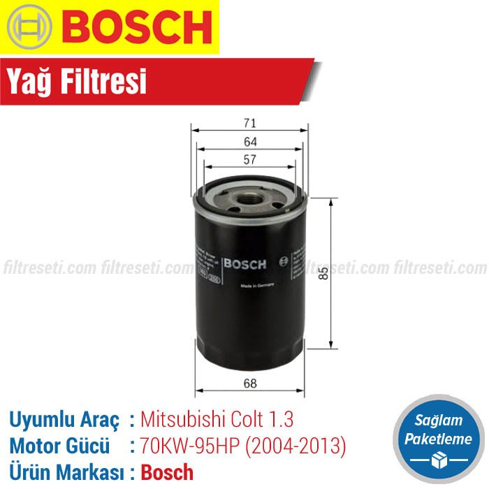 Mitsubishi Colt 1.3 Bosch Yağ Filtresi (2004-2013)