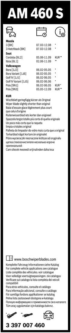 BONページ Bosch Aerotwin Silecek AM460S (530/450) 3397007460