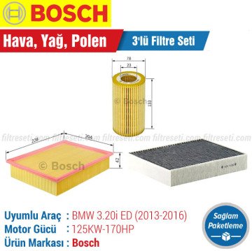 BMW 3.20i ED F30 Bosch Filtre Bakım Seti (2013-2016)