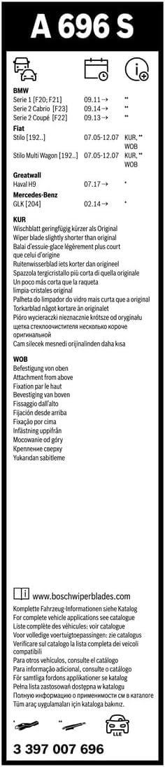 Bosch Aerotwin Silecek A696S (550/450) 3397007696