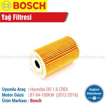 Hyundai İ30 1.6 CRDI Bosch Filtre Bakım Seti (2012-2016) Hava-Yağ-Polen