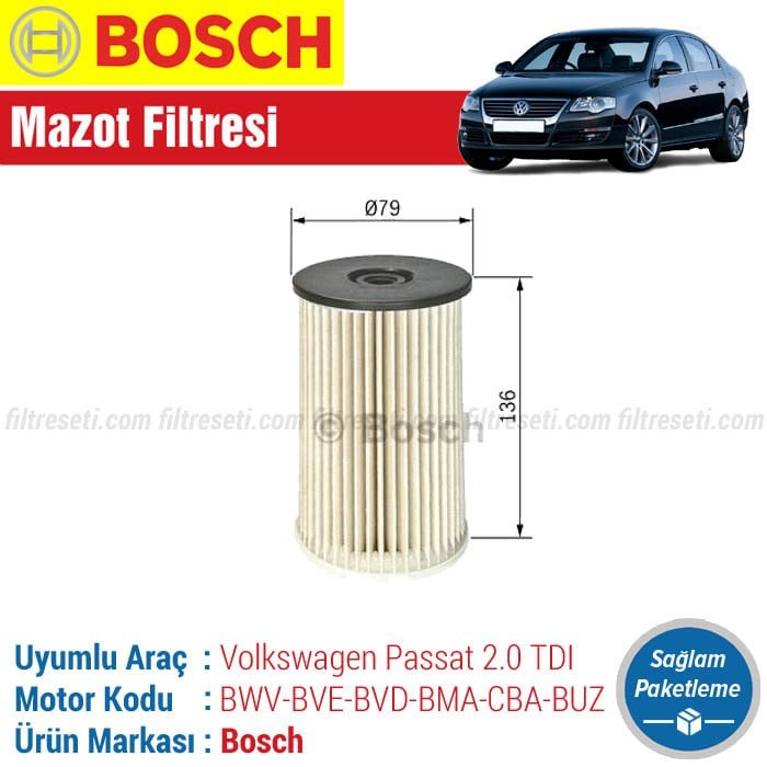 VW Passat 2.0 TDI Bosch Mazot Filtresi (2005-2011)