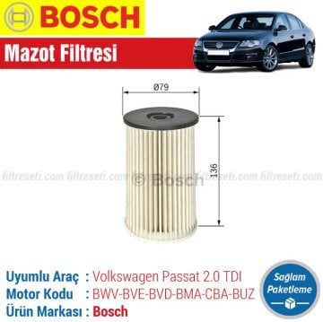 VW Passat 2.0 TDI Bosch Mazot Filtresi (2005-2011)