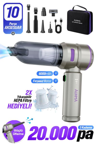 Auhma AHV-02 Kablosuz Araç İçi Süpürge 20.000PA