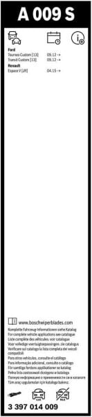 Ford Tourneo Custom Silecek (2013-2022) Bosch Aerotwin A009S