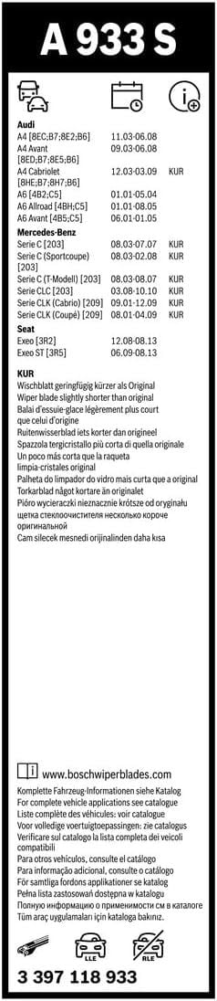 Bosch Aerotwin Silecek A933S (550/550) 3397118933