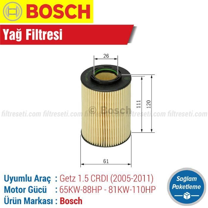Hyundai Getz 1.5 CRDI Bosch Yağ Filtresi (2005-2011)
