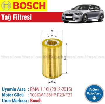 BMW 1.16i F20/F21 Bosch Filtre Bakım Seti (2012-2015)