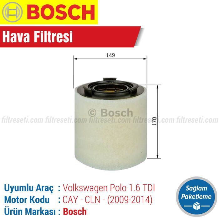 VW Polo 1.6 TDI Bosch Hava Filtresi (2009-2014)