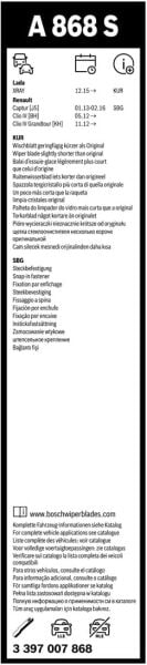 Renault Captur Silecek (2013-2015) Bosch Aerotwin A868S