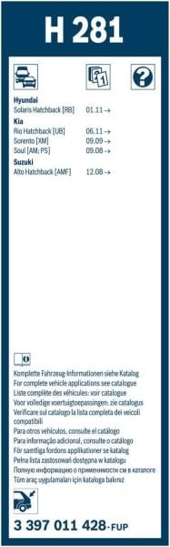 Bosch Rear H281 Arka Silecek 280mm