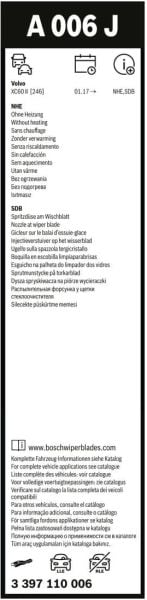 Volvo XC60 Silecek (2018-2024) Bosch Aerotwin A006J