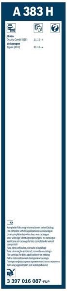 Vw Tiguan Arka Silecek (2016-2022) Bosch Rear 38CM