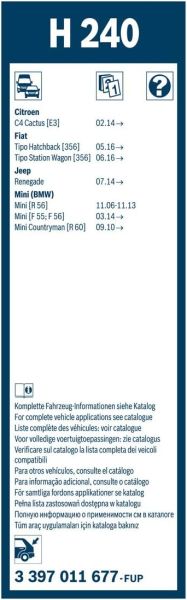 Bosch Rear H240 Arka Silecek 240mm