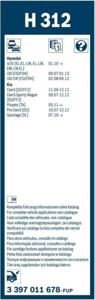 Bosch Rear H312 Arka Silecek 300mm