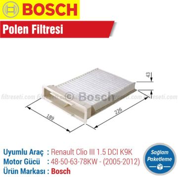 Renault Clio 3 1.5 DCI Bosch Polen Filtresi (2005-2012)