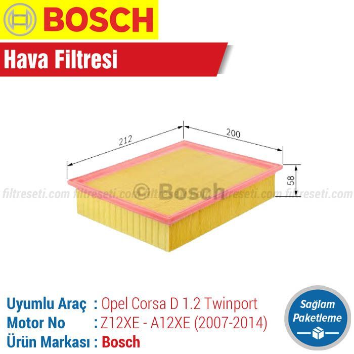 Opel Corsa D 1.2 Twinport Bosch Hava Filtresi (2007-2014)