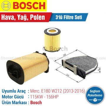 Mercedes E180 W212 Bosch Filtre Bakım Seti (2013-2016)