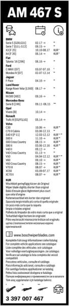 Mercedes B180 Silecek (2012-2014 W246) Bosch Aerotwin AM467S