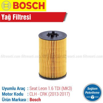 Seat Leon 1.6 TDI Bosch Yağ Filtresi (2013-2017)