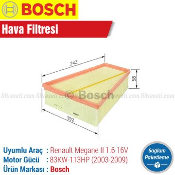 Renault Megane 2 1.6 16V Bosch Filtre Bakım Seti (2003-2009)