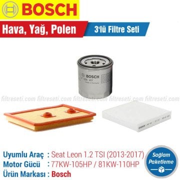 Seat Leon 1.2 TSI Bosch Filtre Bakım Seti (2013-2017) CJZ - CYV Hava-Yağ-Standart Polen
