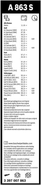 VW Golf 7 / 7.5 Silecek (2012-2020) Bosch Aerotwin A863S