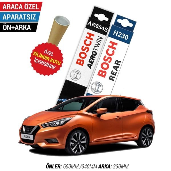 Nissan Micra Ön Arka Silecek Seti (2019-2022) Bosch Aerotwin