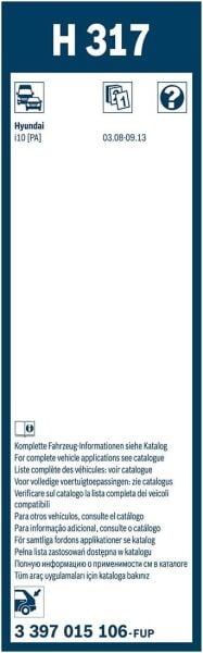 Hyundai i10 Arka Silecek (2008-2013) Bosch Rear H317