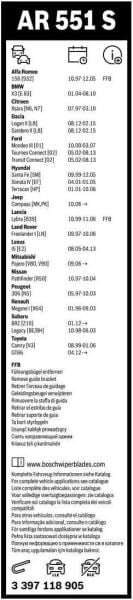 Renault Megane 1 Silecek (1996-2002) Bosch Aerotwin AR551S