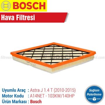 Opel Astra J 1.4 Turbo Bosch Filtre Bakım Seti (2010-2015) Hava-Yağ-Karbonlu Polen