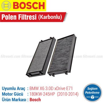 BMW X6 3.0D xDrive E71 Bosch Filtre Bakım Seti (2010-2014) Hava-Yağ-Polen