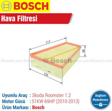 Skoda Roomster 1.2 Bosch Filtre Bakım Seti (2010-2013) Hava-Yağ-Standart Polen-Yakıt