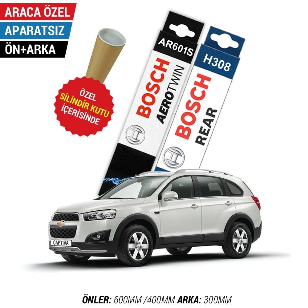 Chevrolet Captiva Ön Arka Silecek Seti (2006-2013) Bosch Aerotwin