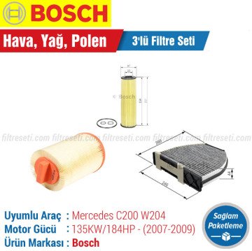 Mercedes C200 Komp. Bosch Filtre Bakım Seti (W204 2007-2009)