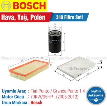 Fiat Punto / Grande Punto 1.4 16V. Bosch Filtre Seti (2005-2012)