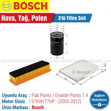 Fiat Punto / Grande Punto 1.4 8V. Bosch Filtre Seti (2005-2012)