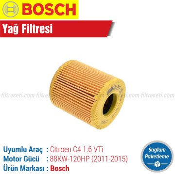 Citroen C4 1.6 VTi Bosch Filtre Bakım Seti (2011-2015)