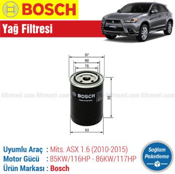 Mitsubishi ASX 1.6 Bosch Filtre Bakım Seti (2010-2015) Hava-Yağ-Karbonlu Polen
