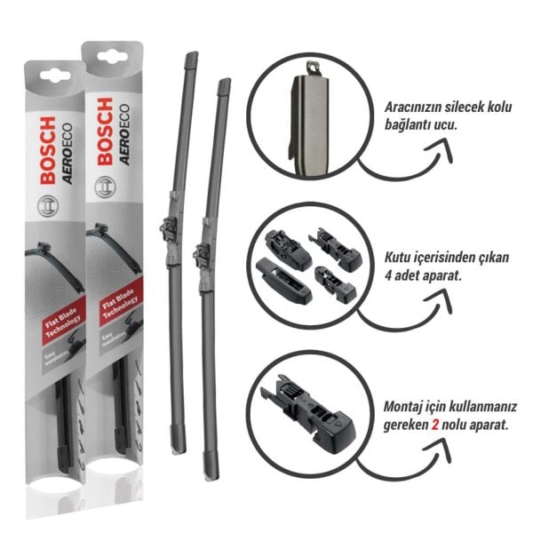 Seat Leon Ön Arka Silecek (2006-2008) Bosch Aeroeco