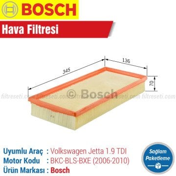 VW Jetta 1.9 TDI Bosch Filtre Bakım Seti (2006-2010)