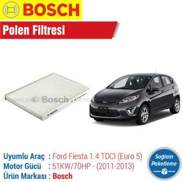 Ford Fiesta 1.4 TDCI Euro 5 Bosch Filtre Bakım Seti (2011-2013) Hava-Yağ-Karbonlu Polen-Yakıt