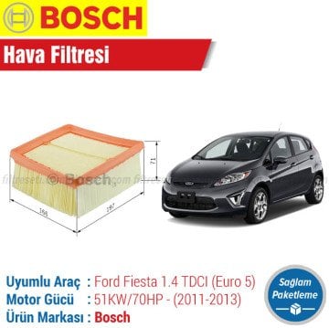 Ford Fiesta 1.4 TDCI Euro 5 Bosch Filtre Bakım Seti (2011-2013) Hava-Yağ-Standart Polen-Yakıt