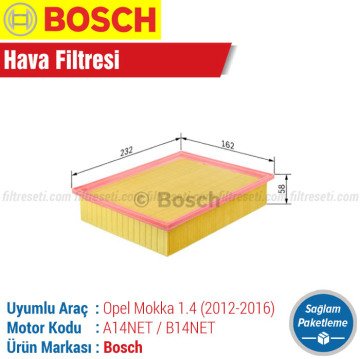 Opel Mokka 1.4 Bosch Filtre Bakım Seti (2012-2016) Hava-Yağ-Standart Polen