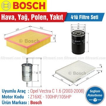 Opel Vectra C 1.6 Bosch Filtre Bakım Seti (2003-2008)