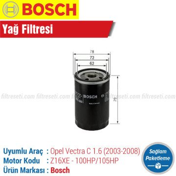 Opel Vectra C 1.6 Bosch Filtre Bakım Seti (2003-2008)