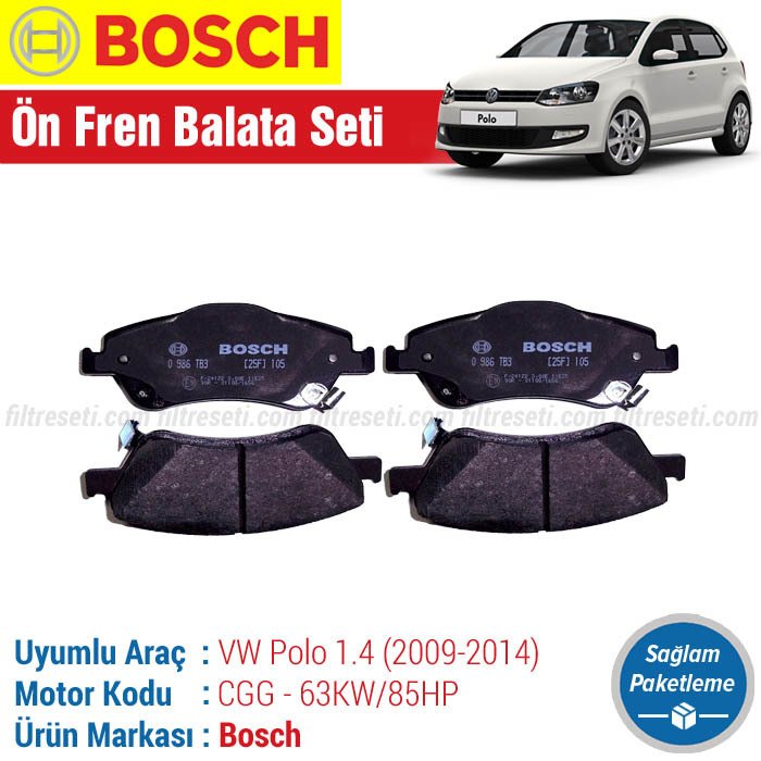 VW Polo 1.4 Bosch Ön Fren Balatası (2009-2014) 6R1